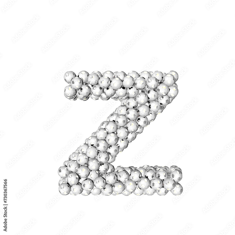 Symbol made from silver soccer balls. letter z Symbol made from silver soccer balls. letter z
