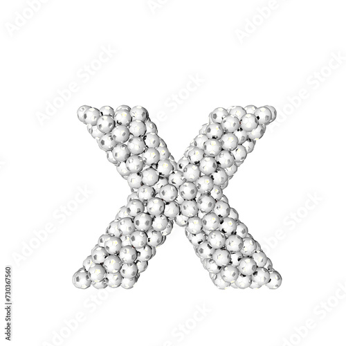 Symbol made from silver soccer balls. letter x
