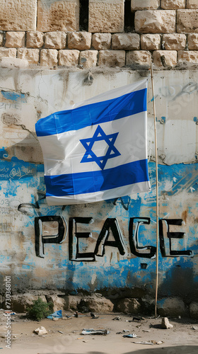 Israeli flag with the word 