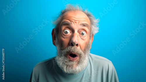 funny surprised expression elderly man beard