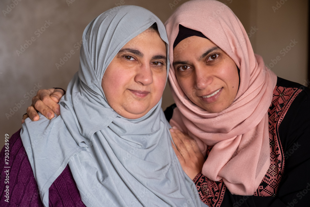 Two Muslim women express their love and tolerance for each other Two Muslim women express their love and tolerance for each other