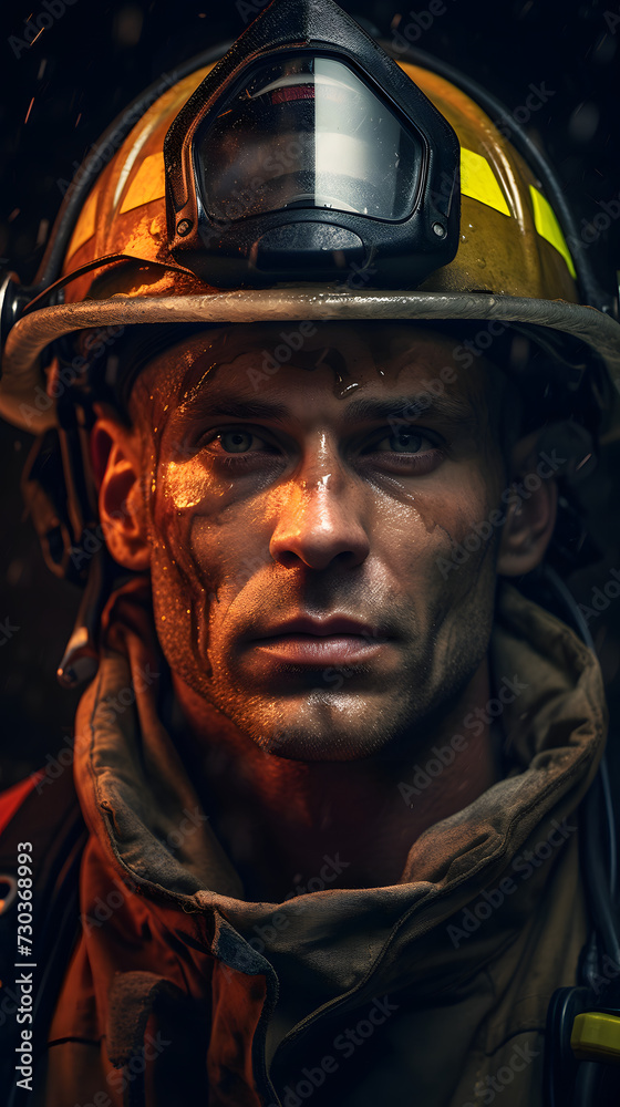 Porttrait of a fireffighter, firefighter, portrait