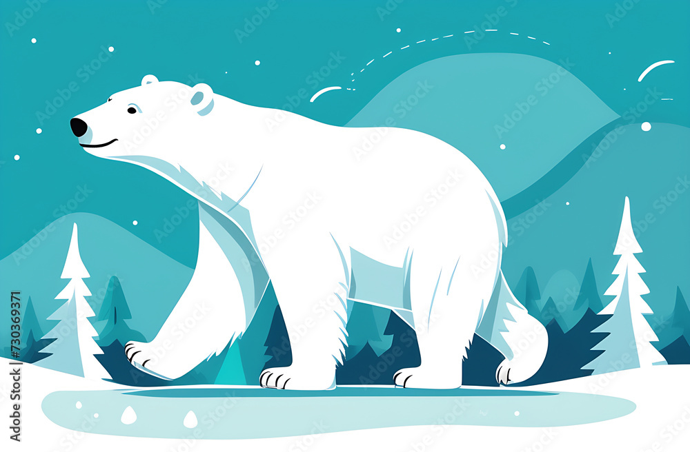 Fototapeta premium polar bear walks through the winter forest