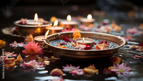 Flame of love and harmony, glowing in tranquil candlelight generated by AI