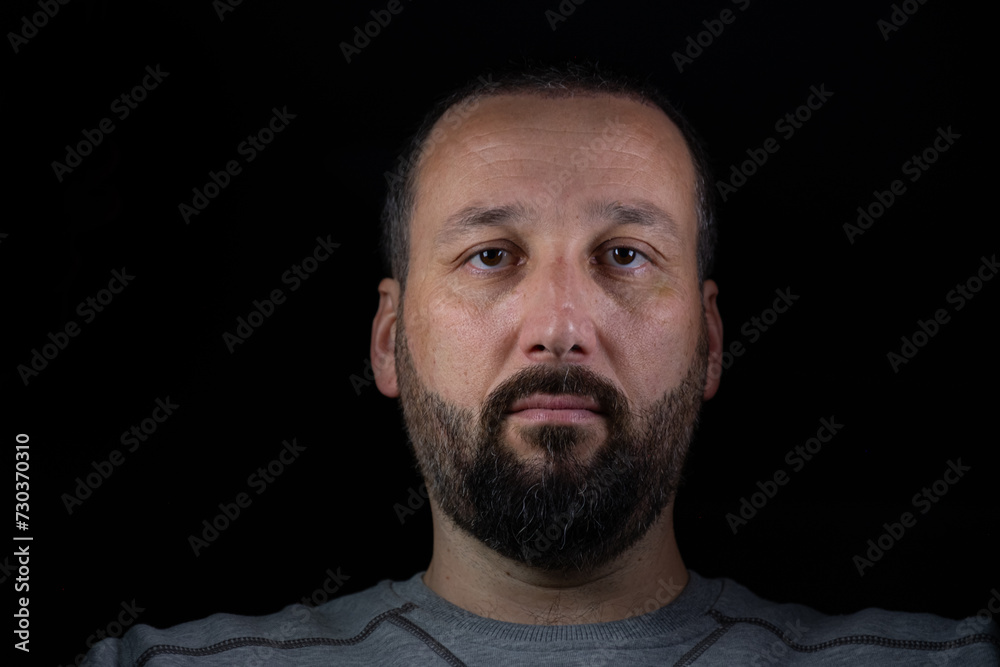 portrait for man in dark and light in middle age with face expression portrait for man in dark and light in middle age with face expression