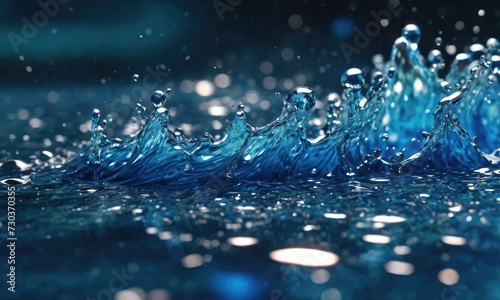 Chromatic Tide: Mesmeric Macro View of Beautiful Blue Abstract Splash