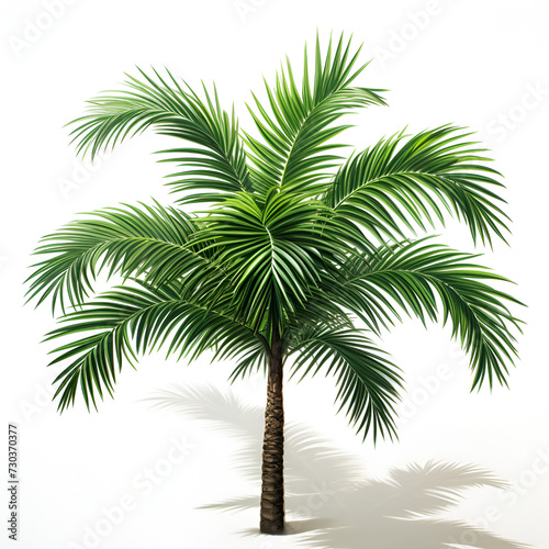 Young growing palm tree  white background isolated 