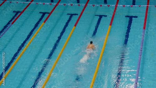  Swimming race on tracks of Burevestnik basin during All Russia Swimming Competition, Alexander Popov Cup. Timelapse