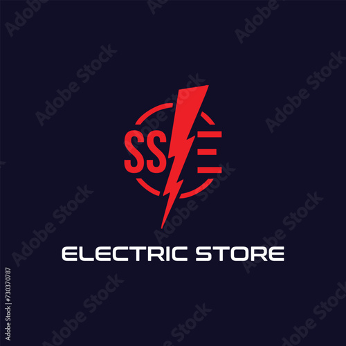 letters sse electric thunderbolt logo design vector photo