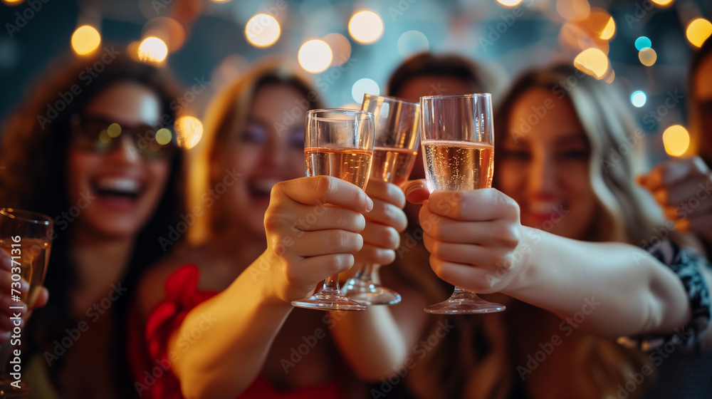people with a glass of champagne