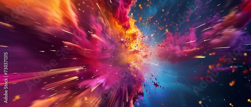 Abstract background exploding with dynamic colorful paint splashes.   conveying urgency in the visuals   can be used for E-commerce Websites  and Social Media Advertising. 