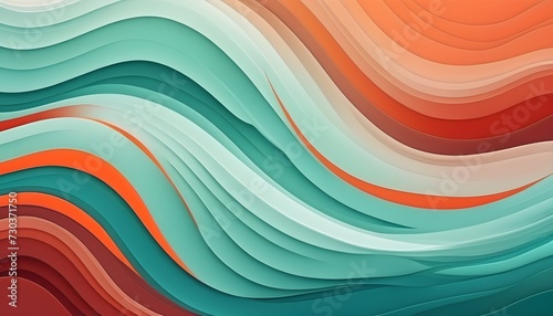 horizontal colorful abstract wave background with peru, firebrick and light sea green colors. can be used as texture, background or wallpaper.