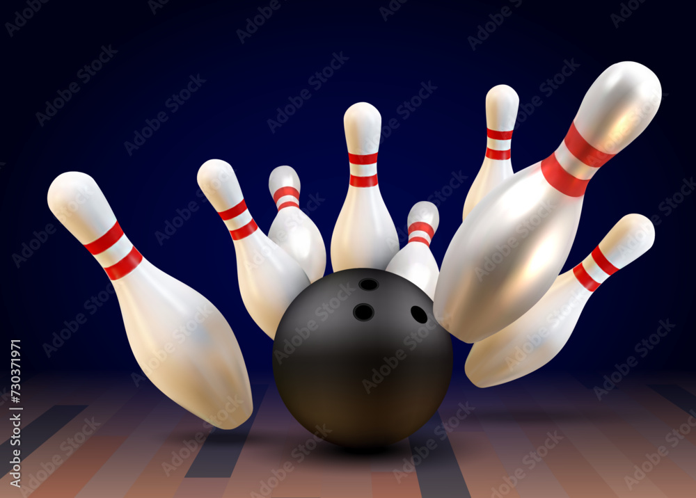 Realistic bawling ball with pins.3d bawling pins.Realistic bowling theme eps 10 Realistic bawling ball with pins.3d bawling pins.Realistic bowling theme eps 10