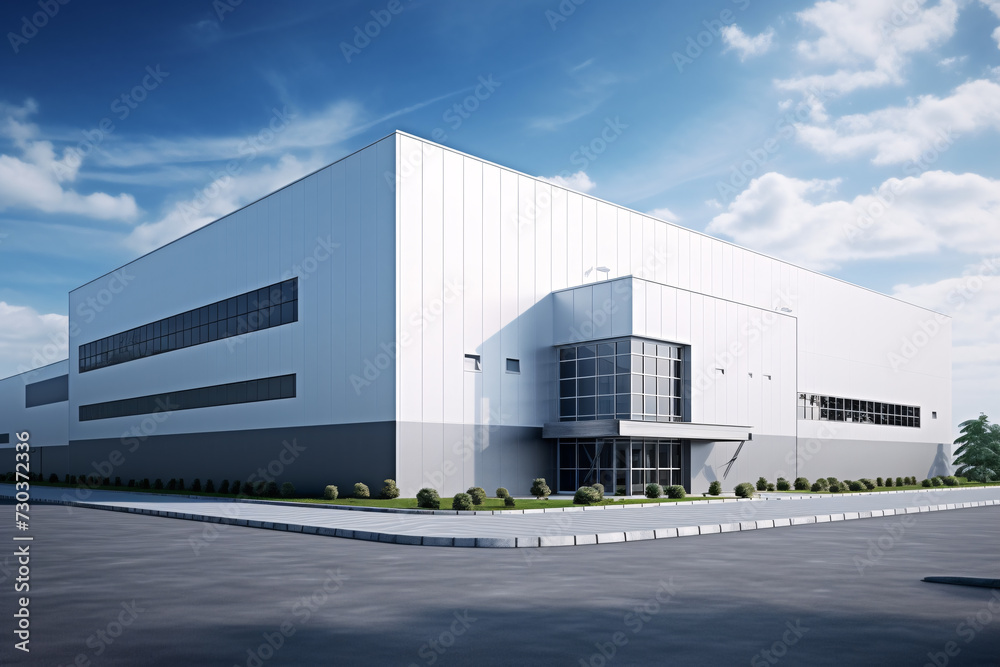 Obraz premium Commercial Building Fascia Logo And Signage Mockup The Exterior Wall Of A Contemporary Commercial Style Building With Aluminium Metal Composite Panels And Glass Windows For Logo And Sign Board Mockup 