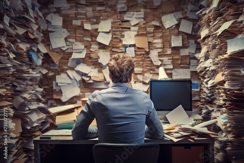 Late-night deadline rush, office chaos