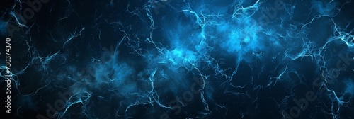 Black and blue background with lightning strikes. Cracked stone wall wallpaper. Ocean sea surface grunge texture. photo