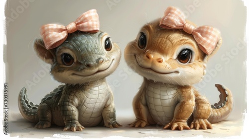 A couple of small animals with bows on their heads © Maria Starus