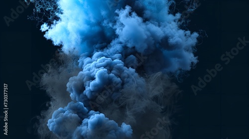 Blue Smoke Explosion Border Isolated on Transparent Background