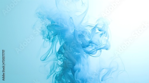 Blue Smoke Swirls in the Air on a White Background