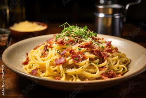 Photo of a plate full of pasta at the right temperature, ready to eat.