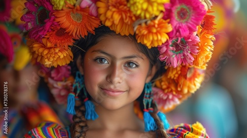 A Young Girl with a Floral Headdress