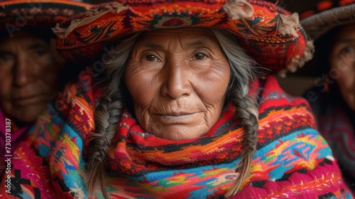 Elderly Woman in Traditional Andean Attire