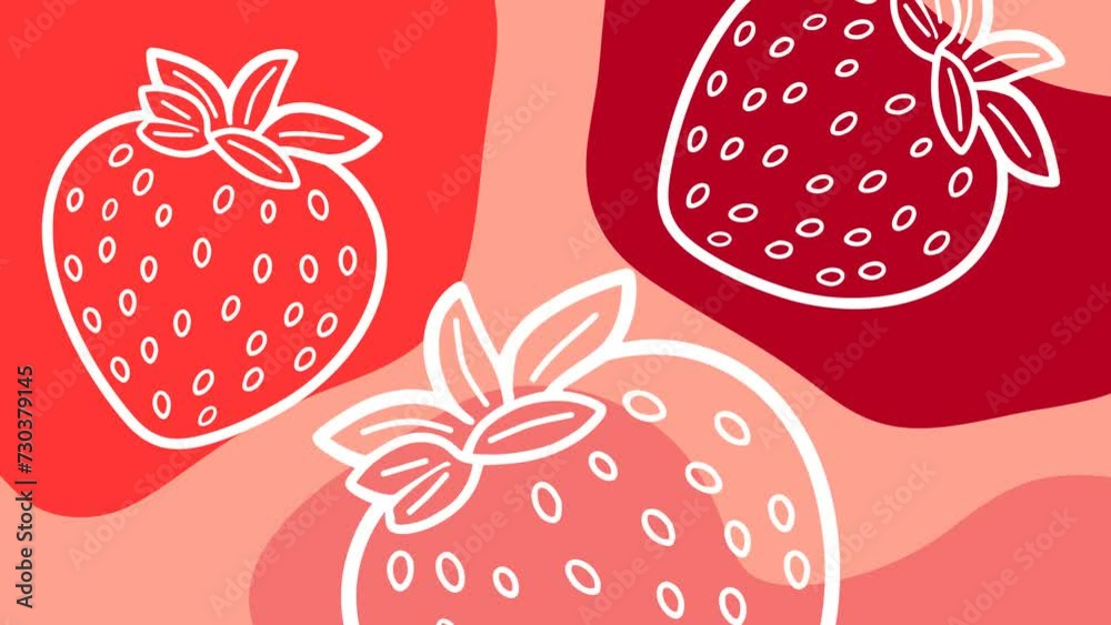 Wiggly strawberry fruit abstract background animation