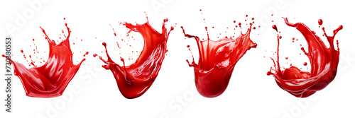Set of a ketchup splash in the air on a Transparent Background