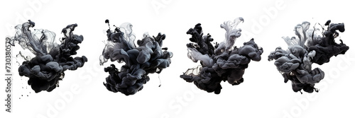 Set of a ink explosion, photo realistic, isolated on a Transparent Background