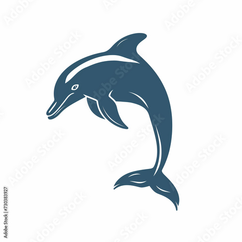 Dolphin head silhouette  flat logo  no color