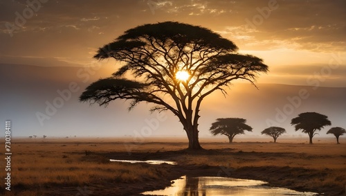 Symbolbild einzelner Baum in der afrikanischen Savanne photo