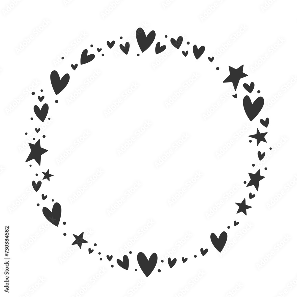 Obraz premium Circle frame formed by hearts. Valentine's Day background. Circular love background with hearts.