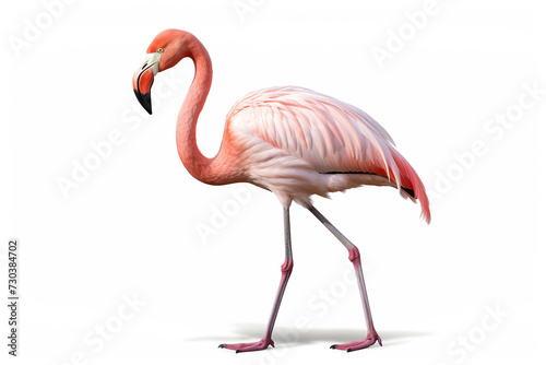 Pink flamingo on a white background