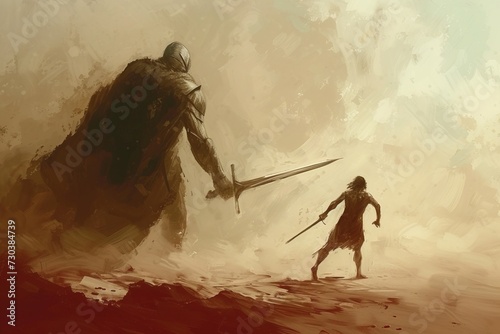 Painting of David and Goliath.