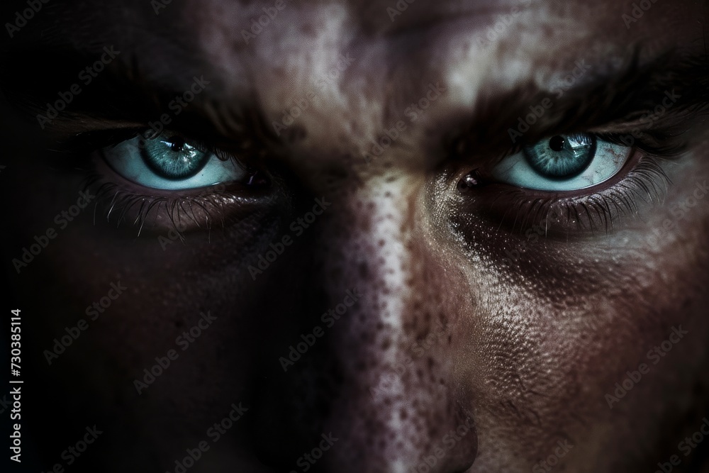 Intense and piercing, the man's closeup reveals the intricate details of his skin, eyelashes, and eyebrows, inviting us to peer into the depths of his soul through his captivating eyes Intense and piercing, the man's closeup reveals the intricate details of his skin, eyelashes, and eyebrows, inviting us to peer into the depths of his soul through his captivating eyes