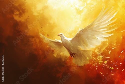 Painting of Holy Spirit like white dove.