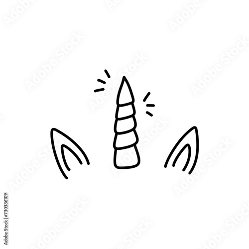 Unicorn horn with ears and sparkles