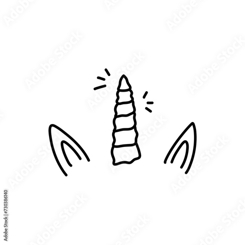 Unicorn horn with ears and sparkles