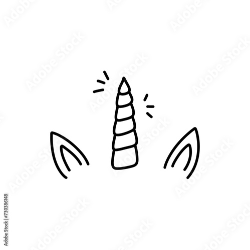 Unicorn horn with ears and sparkles