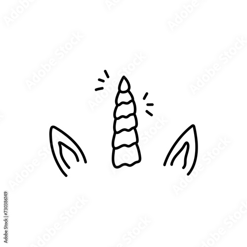 Unicorn horn with ears and sparkles