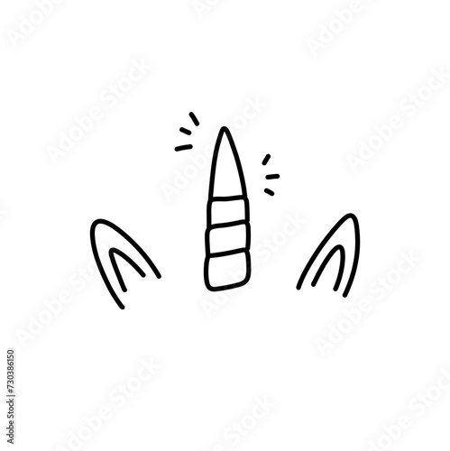 Unicorn horn with ears and sparkles