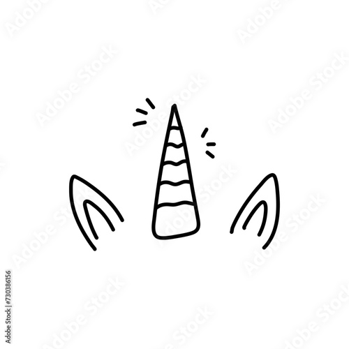 Unicorn horn with ears and sparkles
