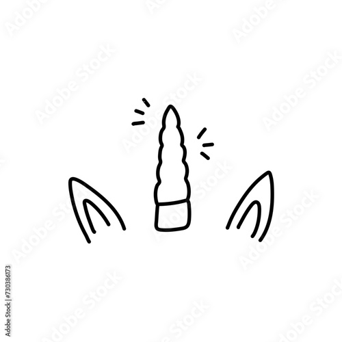 Unicorn horn with ears and sparkles