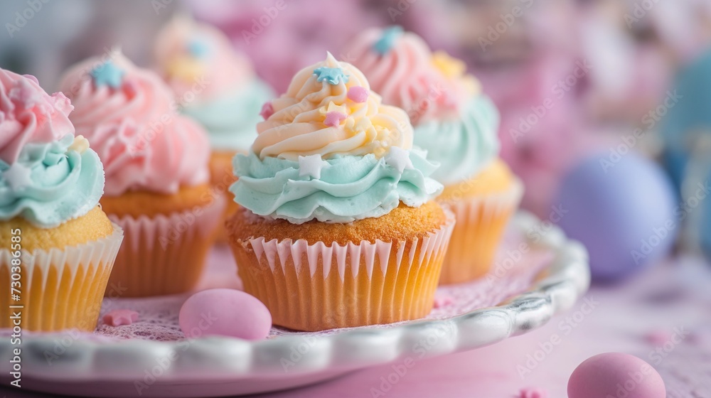 pastel colored cupcakes generate ai pastel colored cupcakes generate ai