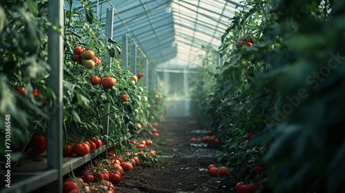 Tomato fields are fully growing. generate ai