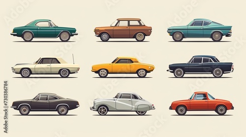 Set of vector retro car icons