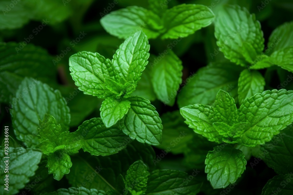 Aromatic Mint herbs wooden. Organic plant. Generate Ai Aromatic Mint herbs wooden. Organic plant. Generate Ai