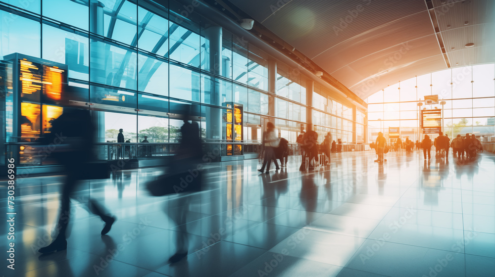 Motion blur at the airport for a website banner.