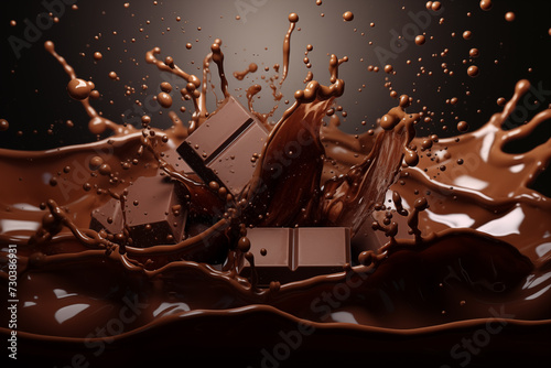 Splash of chocolate. Chocolate background.