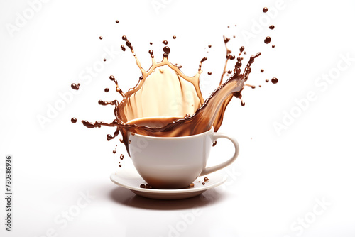Splash of coffee on a white background.